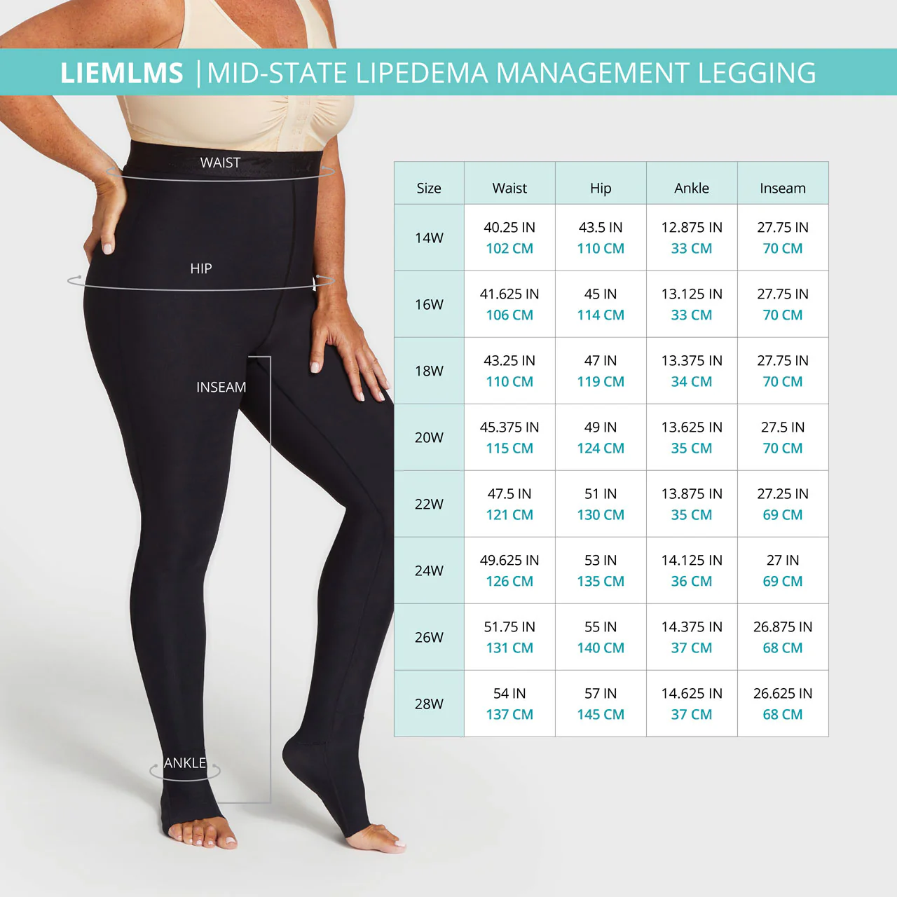 Lipedema Mid-State Everyday Management Legging | 15-20 mmHg | Style No.  LIEMLMS - Image 7